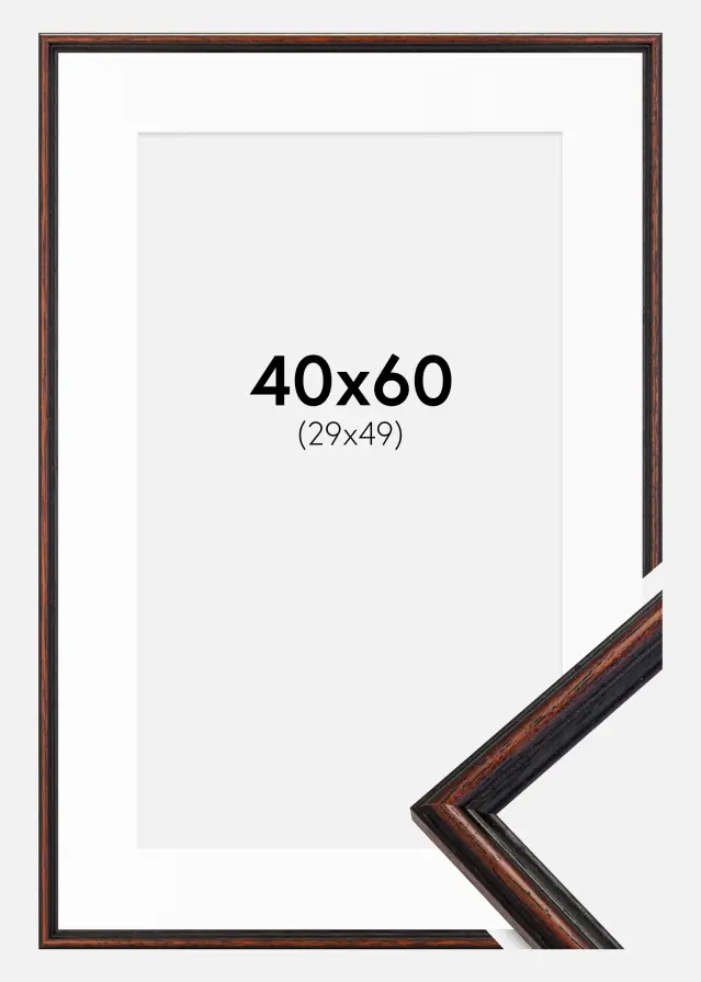 Rama Horndal Orzech 40x60 cm - Passe-patrout Biały 30x50 cm