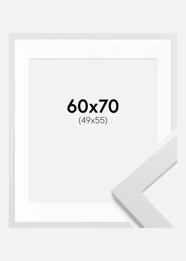 Rama White Wood 60x70 cm - Passe-patrout Biały 50x56 cm