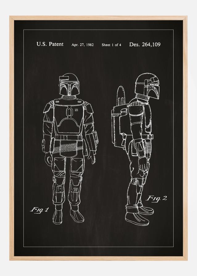 Rysunek patentowy - Star Wars - Boba Fett - Czarny Plakat