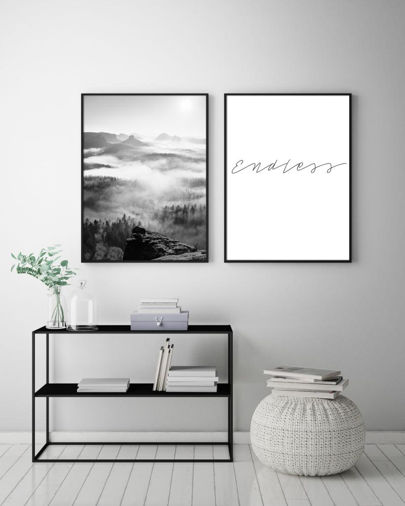 Foggy Forest Black & White I - 50x70 cm Plakat