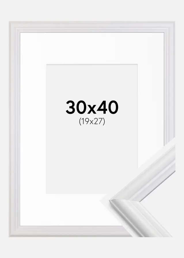 Rama Siljan Biały 30x40 cm - Passe-patrout Biały 20x28 cm