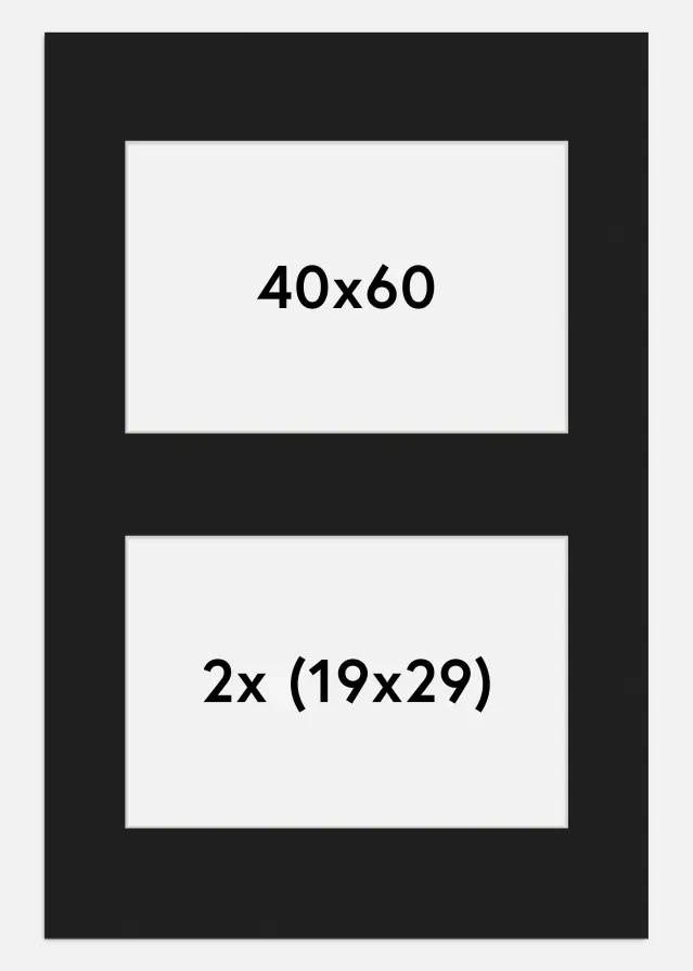 Passe-patrout Czarny 40x60 cm - Kolaż 2 Zdjęcia (19x29 cm)