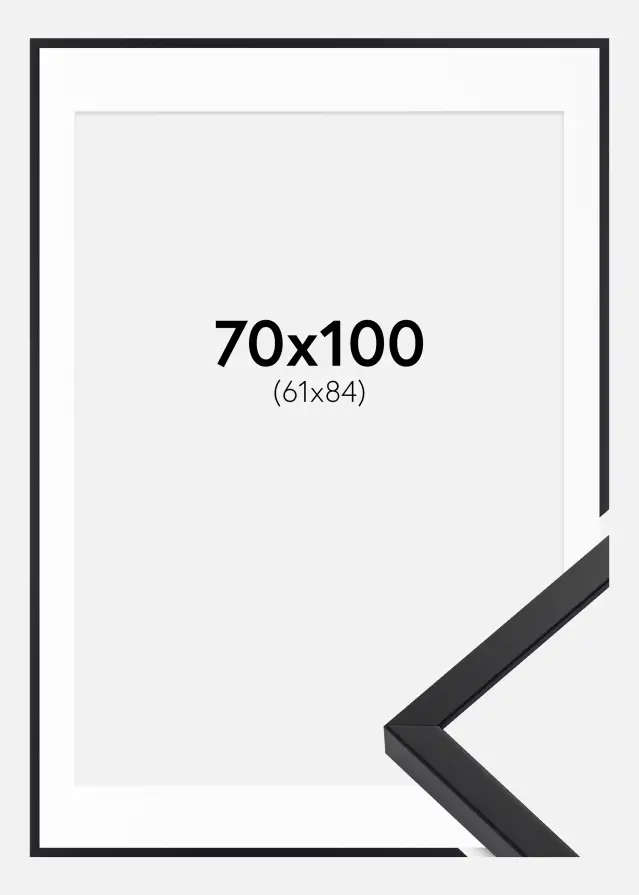 Rama E-Line Czarny 70x100 cm - Passe-patrout Biały 62x85 cm