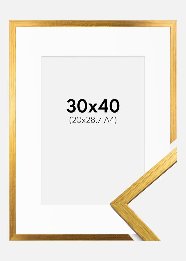 Rama Edsbyn Złoty 30x40 cm - Passe-patrout Biały 21x29,7 cm (A4)