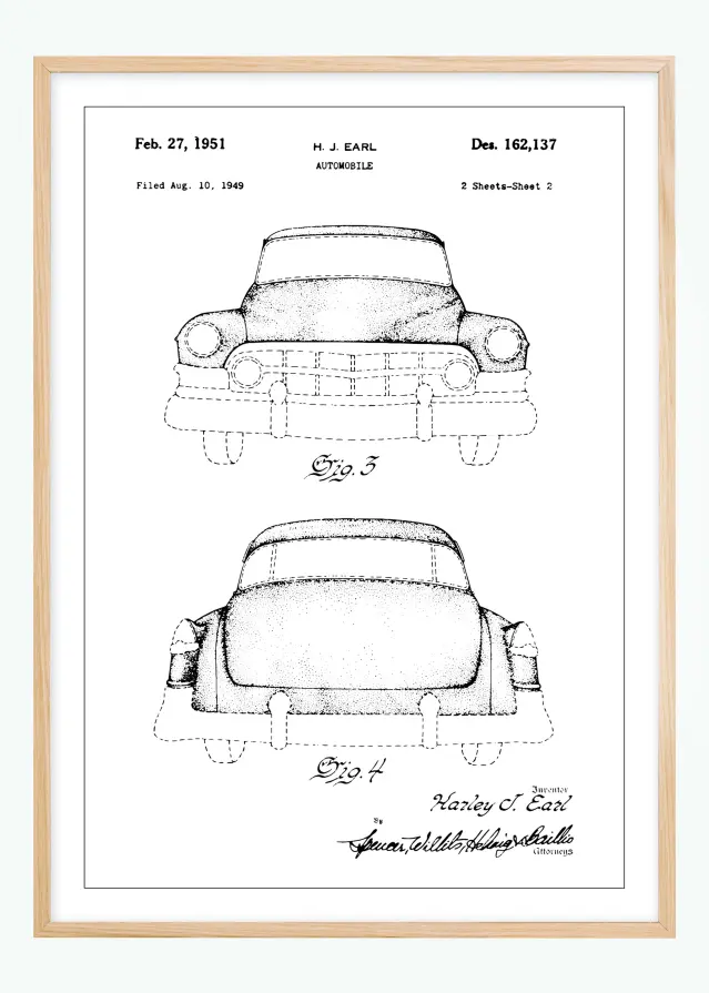 Rysunek patentowy - Cadillac II Plakat