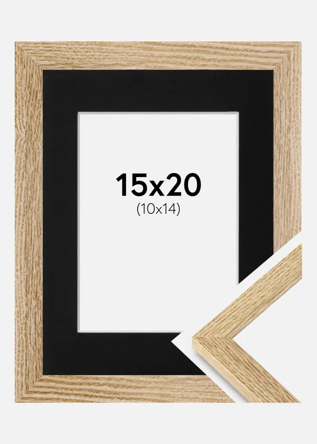 Rama Selection Dąb 15x20 cm - Passe-patrout Czarny 11x15 cm
