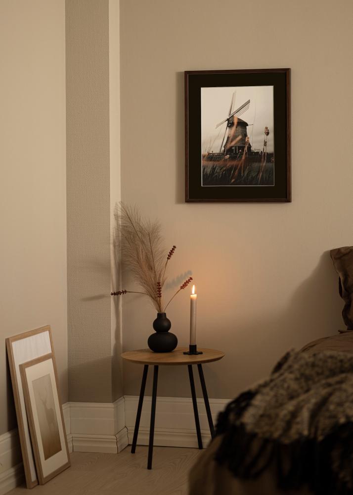 Rama E-Line Orzech 30x40 cm - Passe-patrout Czarny 8x12 inches