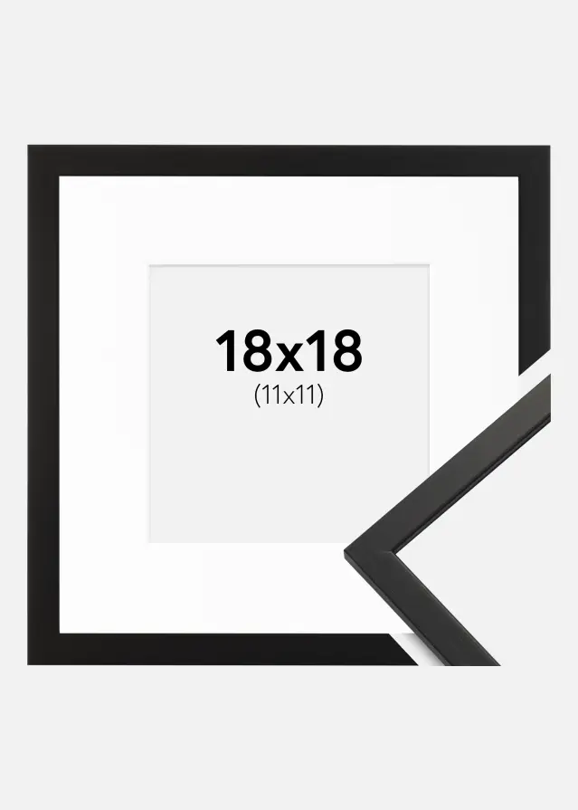 Rama Edsbyn Czarny 18x18 cm - Passe-patrout Biały 12x12 cm