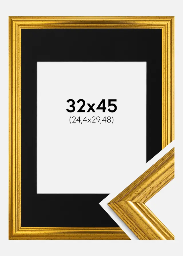 Rama Västkusten Złoty 32x45 cm - Passe-patrout Czarny 10x12 inches