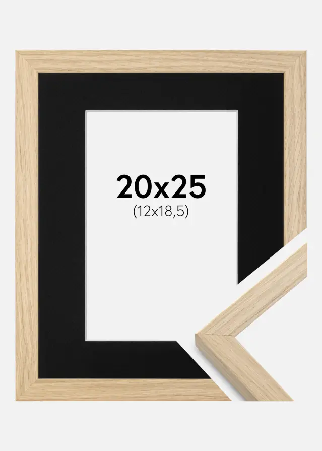 Rama Grimsåker Dąb 20x25 cm - Passe-patrout Czarny 13x19,5 cm