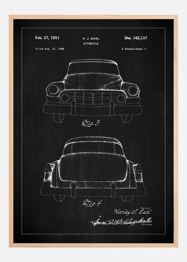 Rysunek patentowy - Cadillac II - Czarny Plakat