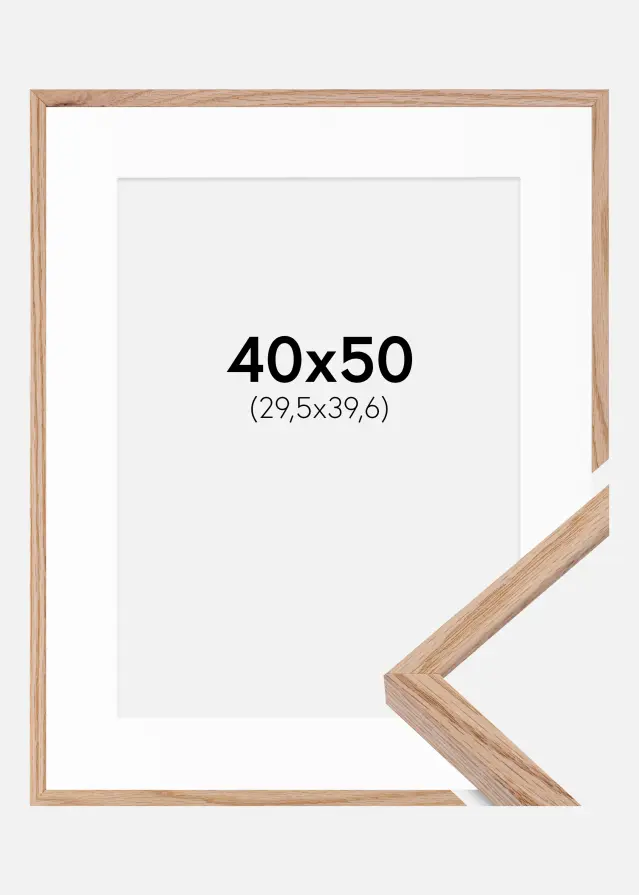 Rama E-Line Dąb 40x50 cm - Passe-patrout Biały 12x16 inches