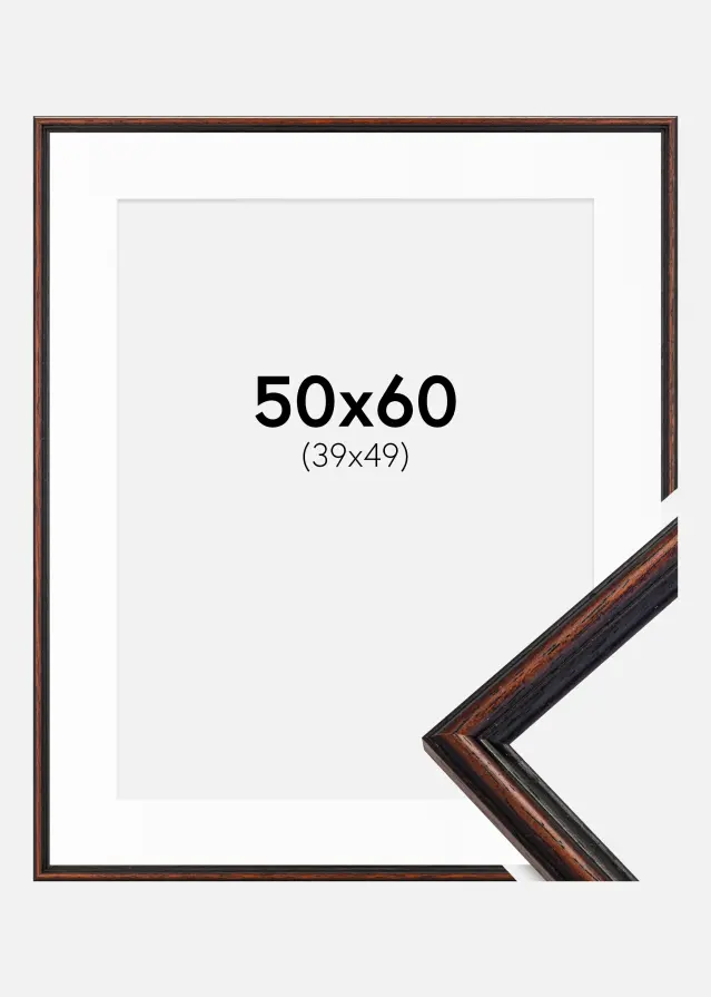 Rama Horndal Orzech 50x60 cm - Passe-patrout Biały 40x50 cm
