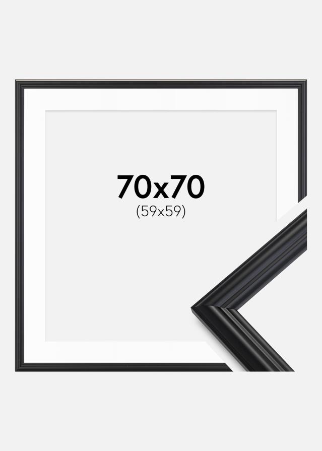 Rama Siljan Czarny 70x70 cm - Passe-patrout Biały 60x60 cm