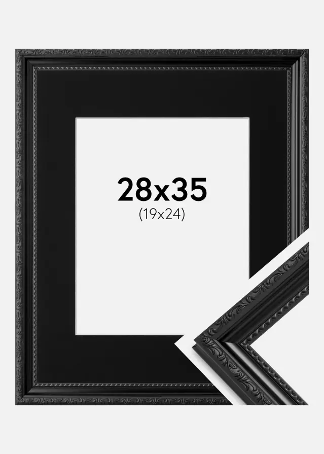 Rama Abisko Czarny 28x35 cm - Passe-patrout Czarny 20x25 cm