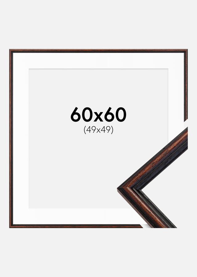 Rama Horndal Orzech 60x60 cm - Passe-patrout Biały 50x50 cm