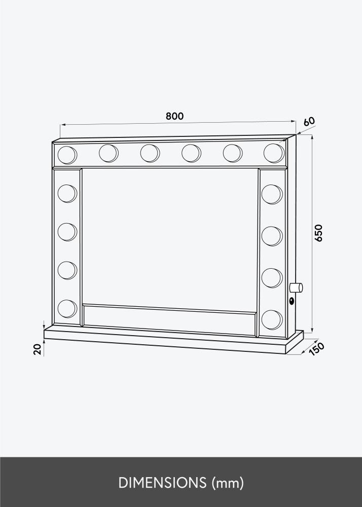 KAILA Lustro do makijażu Hollywood 14 E27 Srebrny 80x65 cm