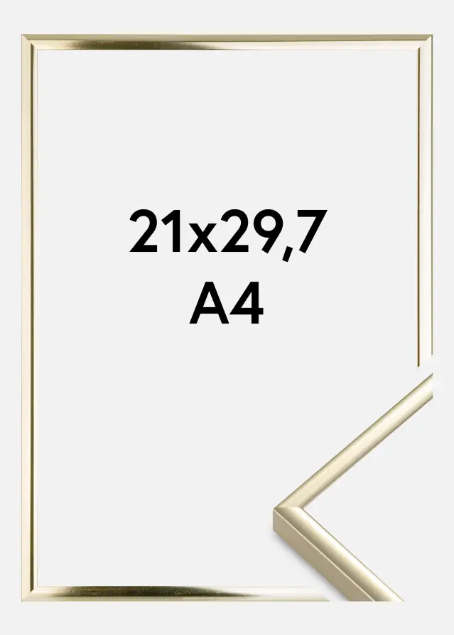 Rama Aluminium Szkło akrylowe Złoty Połysk 21x29,7 cm (A4)