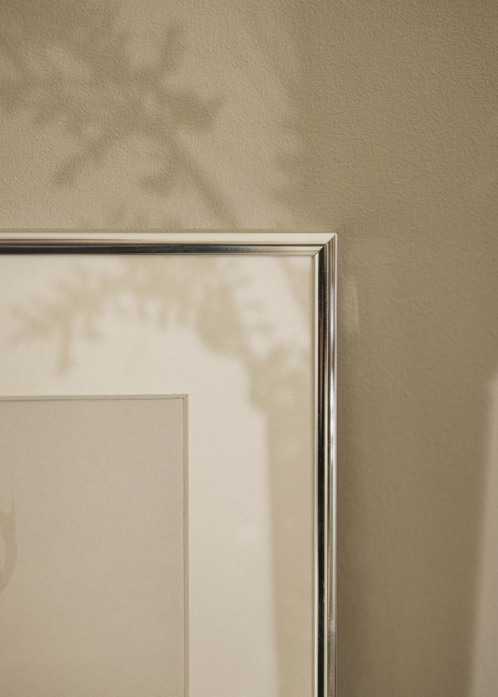 Rama Aluminium Srebrny Połysk 40x50 cm - Passe-patrout Biały 29,7x42 cm (A3)