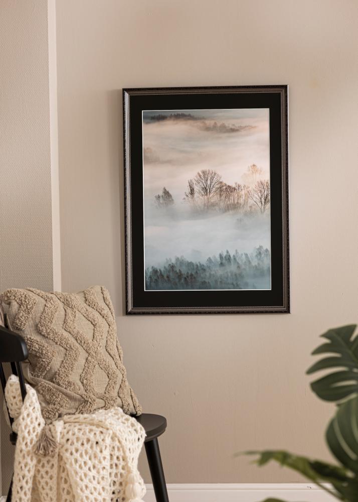 Rama Abisko Srebrny 30x40 cm - Passe-patrout Czarny 18x27 cm