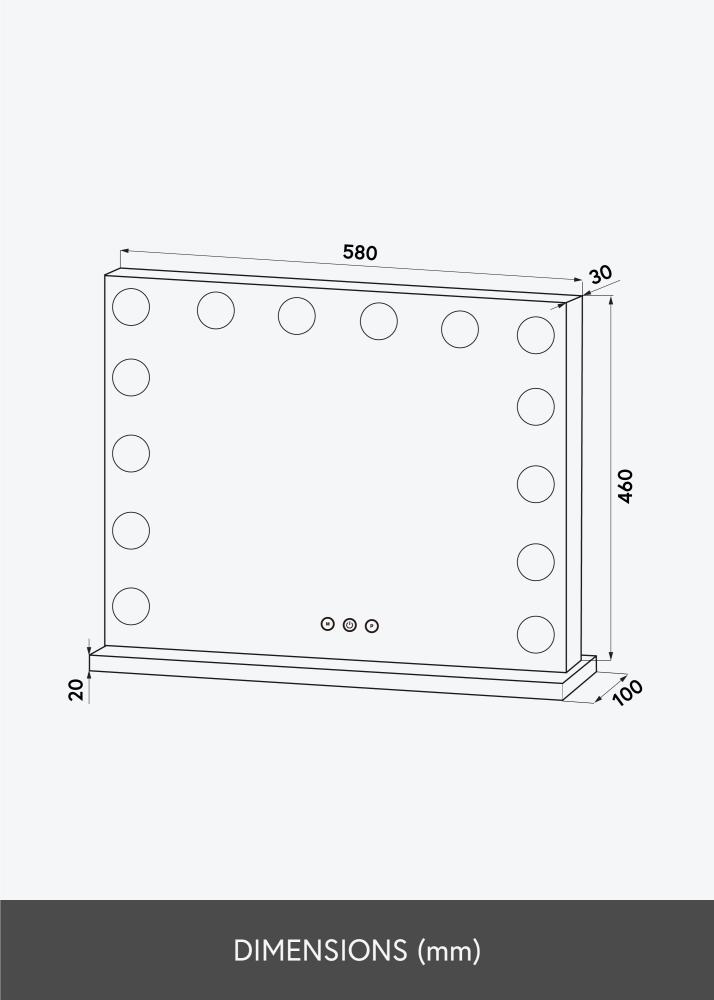 KAILA Lustro do makijażu Base LED 14 Czarny 56x46 cm