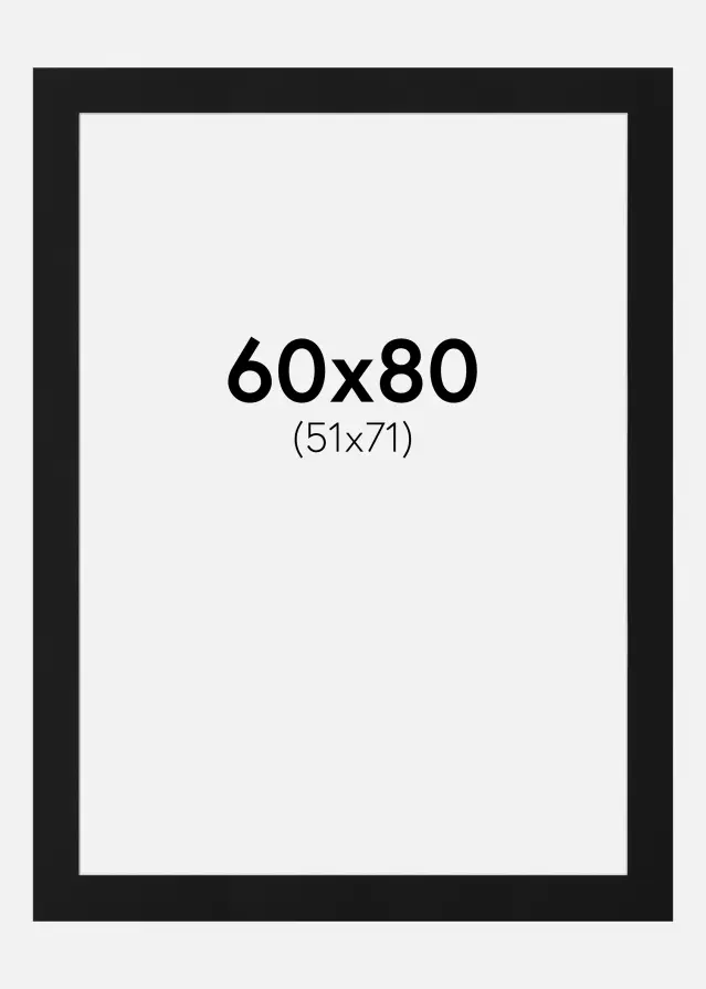 Passe-patrout Czarny Standard (Biały Rdzeń) 60x80 cm (51x71)