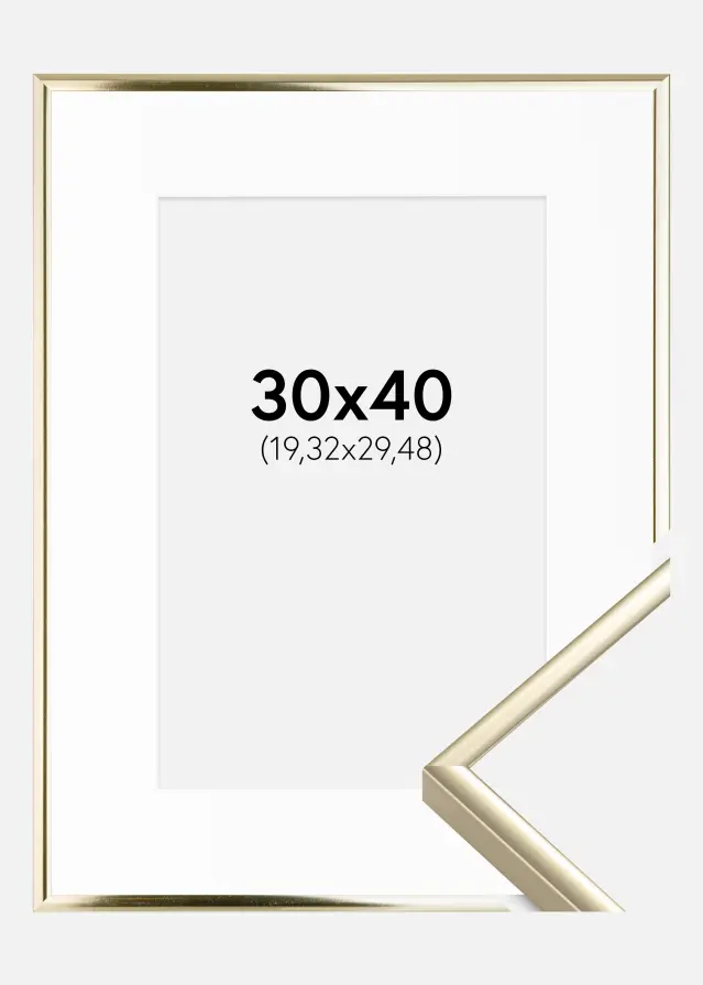 Rama Aluminium Złoty Połysk 30x40 cm - Passe-patrout Biały 8x12 inches