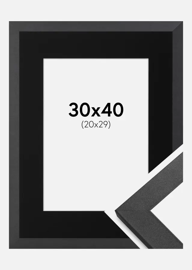 Rama Graphite Wood 30x40 cm - Passe-patrout Czarny 21x30 cm