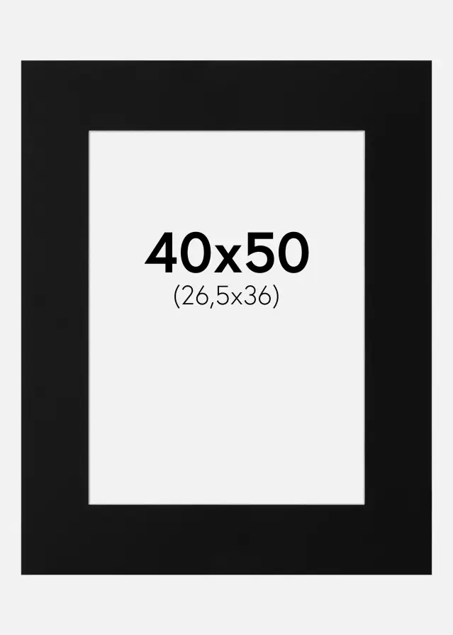 Passe-patrout Czarny Standard Biały środek 40x50 cm (26,5x36)