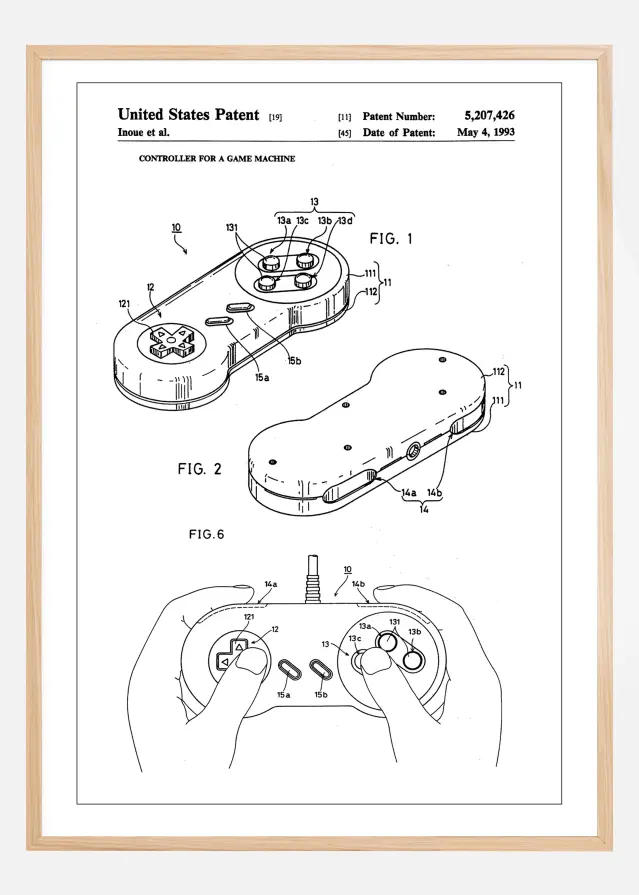 Patent Print - Game Controller I - White Plakat