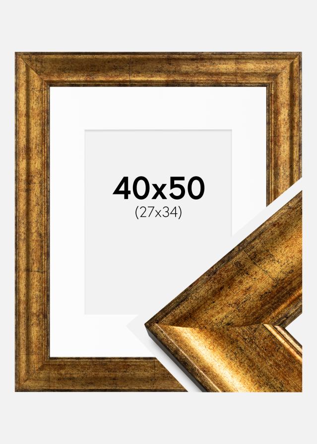 Rama Saltsjöbaden Złoty 40x50 cm - Passe-patrout Biały 28x35 cm