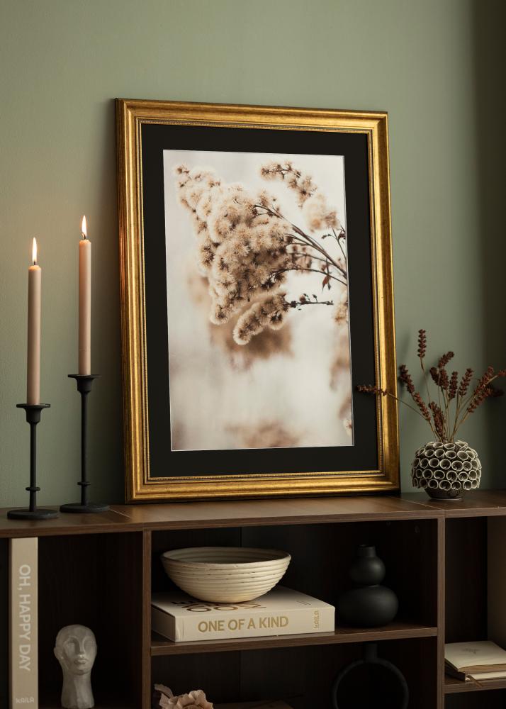 Rama Rokoko Złoty 40x50 cm - Passe-patrout Czarny 29,7x42 cm (A3)