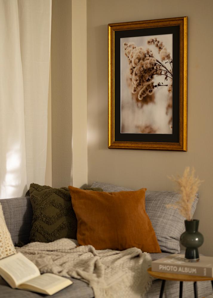 Rama Rokoko Złoty 40x50 cm - Passe-patrout Czarny 29,7x42 cm (A3)