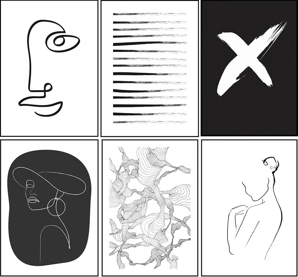 Graficzne plakaty w czerni i bieli