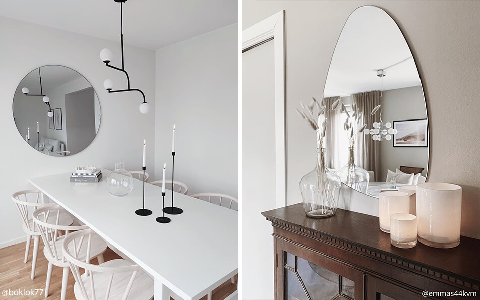 Okrągłe lustro w jadalni – owalne lustro w salonie