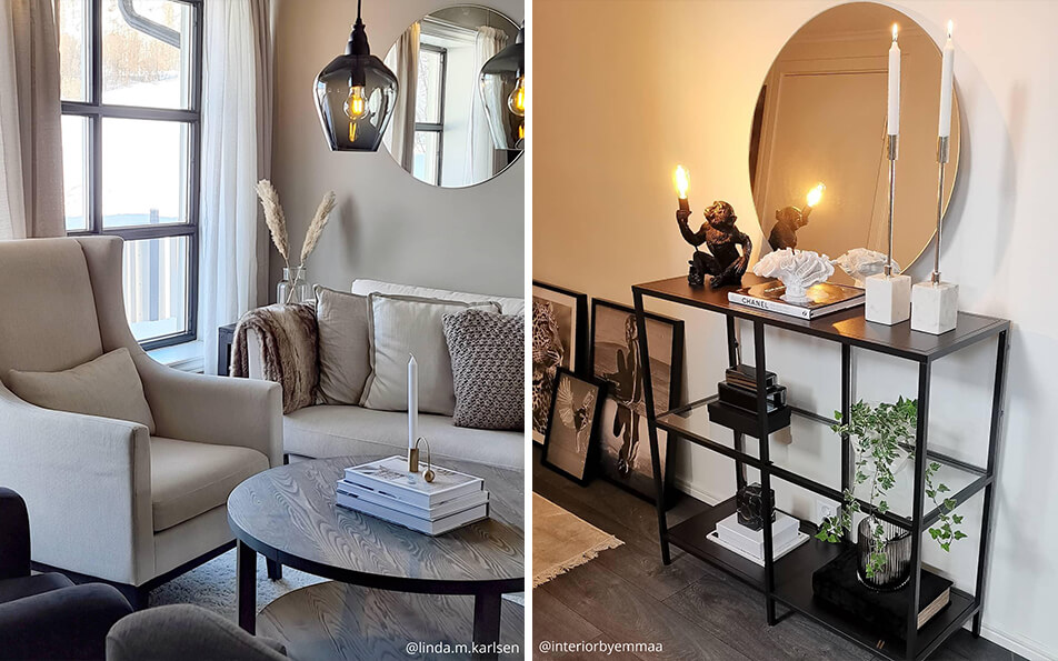 Okrągłe lustra – stylowe lampy