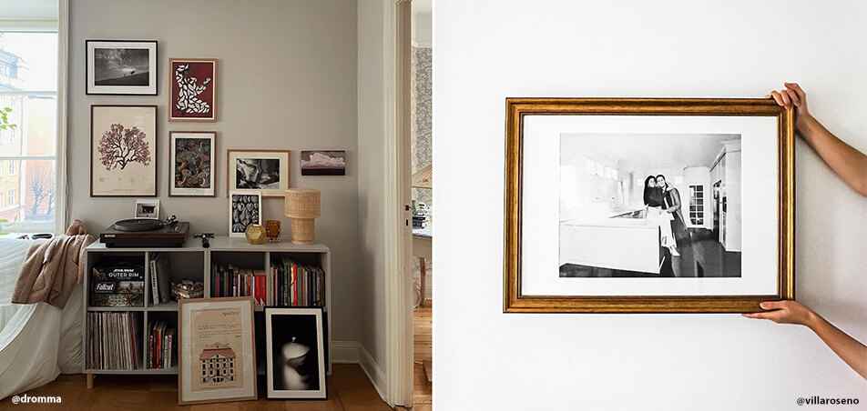 Różne ramy w salonie