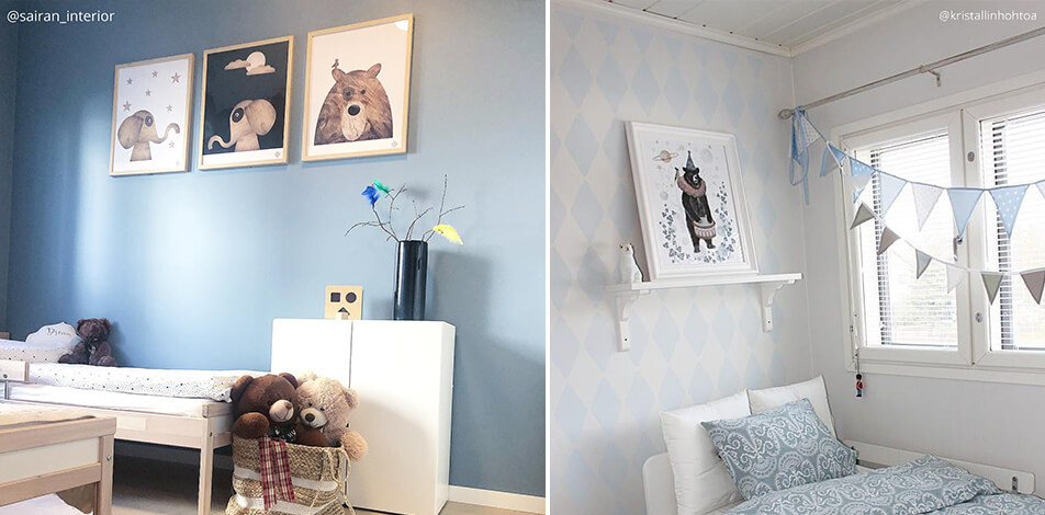 Barnrumsinredning - posters med elefant och björn