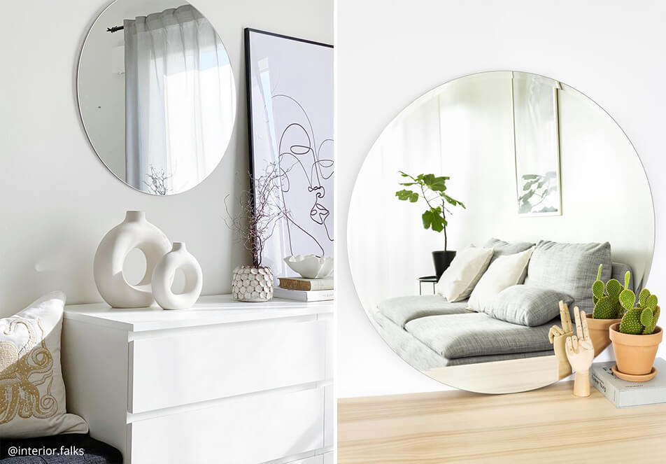 Okrągłe lustra – jasne wnętrze