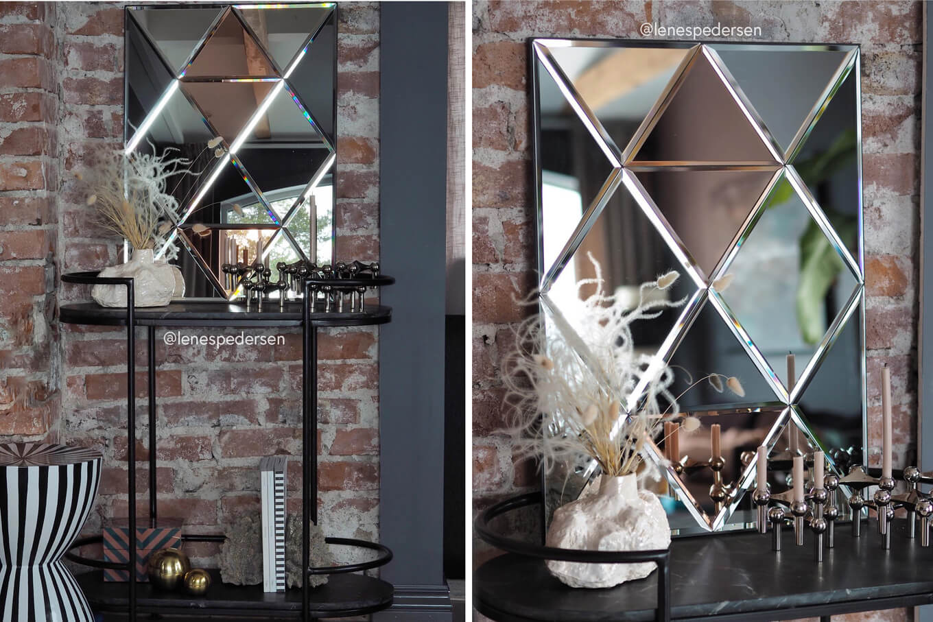 Lustra z detalami - Lustro na ceglanej ścianie